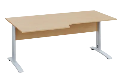 ERK 18 - 188 stůl kancelářský, rohový, levý, kovová podnož bílá, deska 18 mm, široký 1800 mm, bříza irská